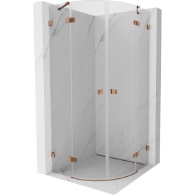 MEXEN/S - Lunar sprchový kout čtvrtkruh křídlový 90 x 90, transparent, růžové zlato 833-090L-090P-60-00