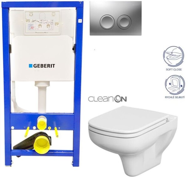 GEBERIT DuofixBasic s matným tlačítkem DELTA21 + WC CERSANIT CLEANON COLOUR + SEDÁTKO 458.103.00.1 21MA CN1