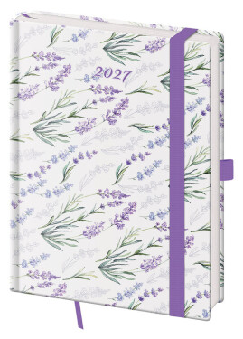 Týdenní diář 2027 Helma B6 Vario Lavender s gumičkou