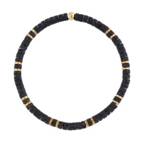 Pánský náramek Martino Gold - 5 mm lávový kámen, hematit, Zlatá 21 cm