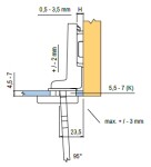 BLUM 75T4300 závěs, vložený, vrtané sklo, 94° (12082)