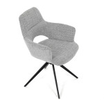 Židle jídelní, šedá látka, 360° vratný mechanismus, černý kov