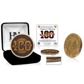 Highland Mint Sběratelská Pamětní mince Chicago Blackhawks NHL 100th Anniversary Antique Bronze Coin