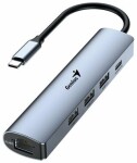 Genius UH-545 šedá / USB Hub / USB-C / 3x USB-A 3.0 / RJ45 1Gbps (31240004400)