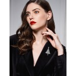 Vánoční brož Swarovski Elements Emma - vánoční stromeček, Stříbrná