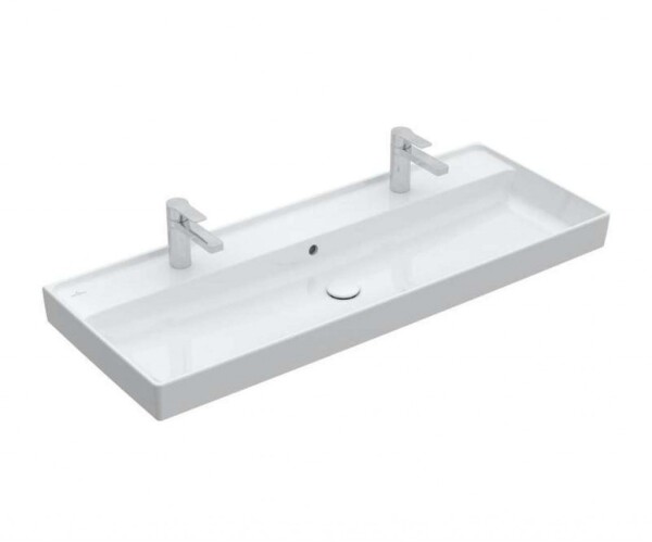 VILLEROY & BOCH - Collaro Umyvadlo nábytkové 120x47 cm, s přepadem, 2 otvory pro baterii, CeramicPlus, Stone White 4A33C4RW