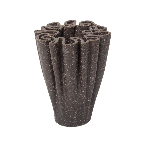 Ferm Living Kameninová váza Dedali Dark Brown Small, hnědá barva, keramika