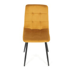 Židle jídelní, žlutá sametová látka, nohy černý kov