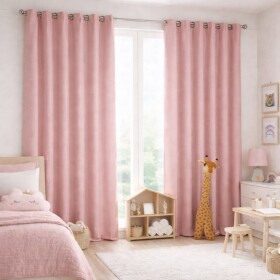 Růžový dětský závěs na kroužcích s výšivkou mašliček Šířka: 140 cm | Délka: 250 cm