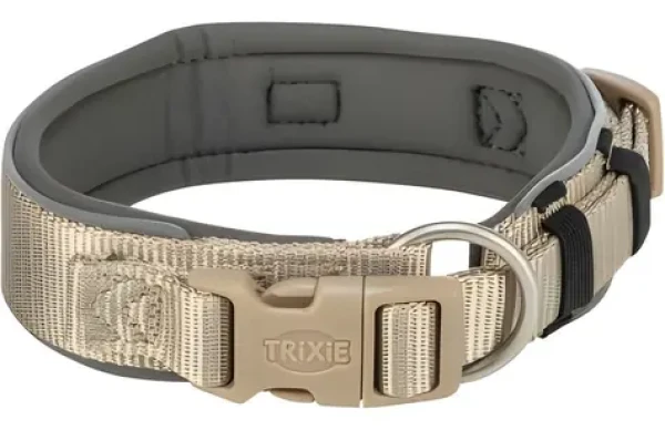TRIXIE Obojek Premium extra široký písková/grafit L 46-55 cm/50 mm / Nylonový / Reflexní prvky (1995836)