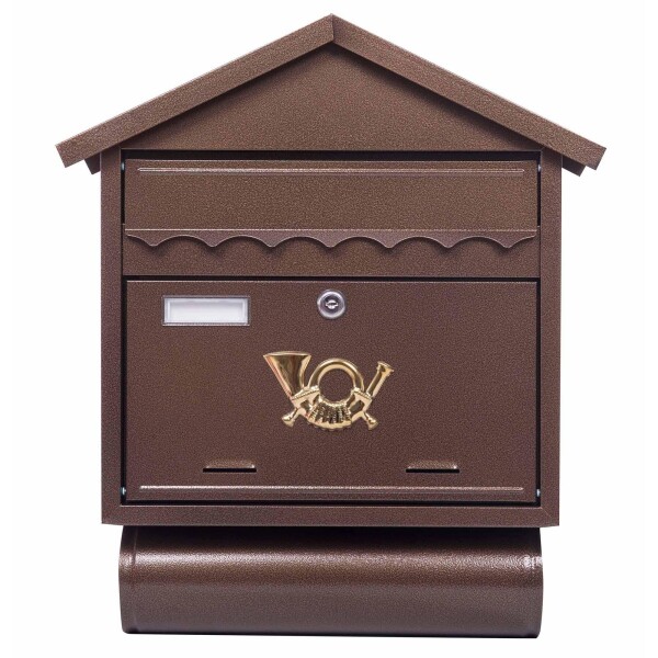 Poštovní schránka hnědá, šikmá stříška, 470x135x400mm, ST 102