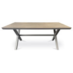 Stůl zahradní 180x100x75, deska polywood v dekoru světlého dubu, hliníková konstrukce, béžová barva