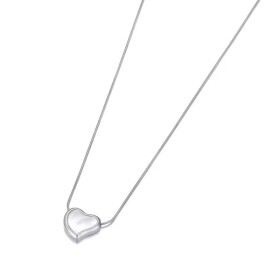 Náhrdelník s elegantním bílým srdcem, Stříbrná 41 cm + 5 cm (prodloužení)