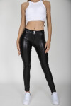 Dámské kalhoty Black Leather Mid Waist XL bordó