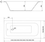 MEXEN/S - Vega obdélníková vana 150 x 70 cm s panelem + vanová zástěna 70 cm, černá vzor fix 550115070X9307007077