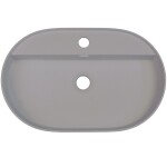 DEANTE - Silia metalická šedá Granitové umyvadlo, na desku, s policí na baterii - oválná CQS_SU6B