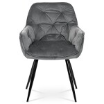 Jídelní židle, potah šedá sametová látka, kovová 4nohá podnož, černý lak
