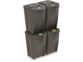 Prosperplast Sada 4 odpadkových košů SORTIBOX IV šedý 4 x 35 l