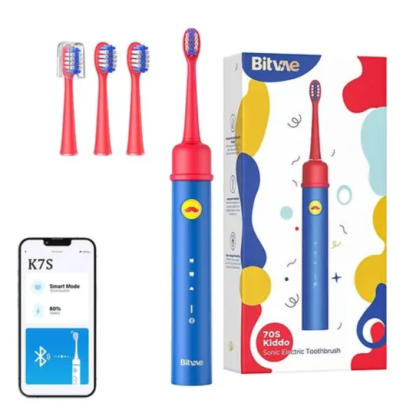 Bitvae BVK7S modrá / Dětský sonický zubní kartáček / 3 režimy / IPX7 / Bluetooth aplikace / 40800 kmitů/min (K7S blue)