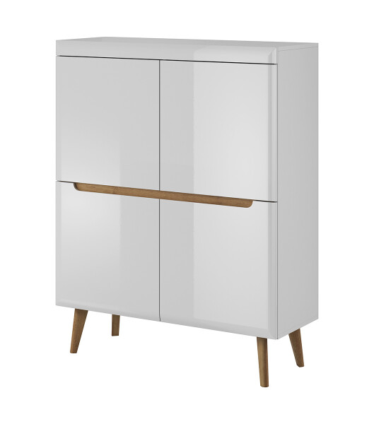 FRONTI Komoda NORDI NK107 Bílý lesk + dub riviera