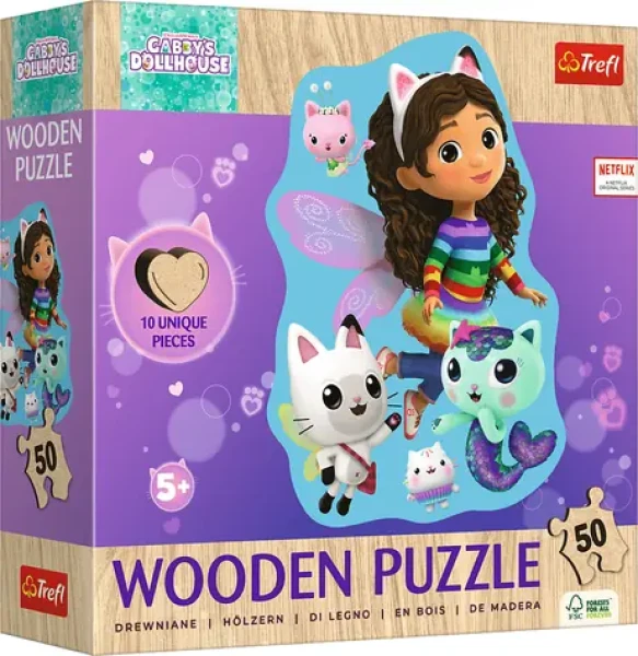 TREFL Dřevěné puzzle Gábinin kouzelný domek: Veselá Gábinka