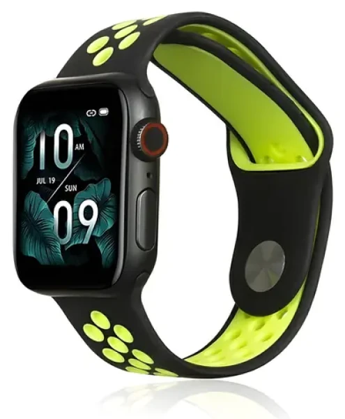Beline Sport Silicone 38/40/41 mm černo-limetková / Řemínek pro Apple Watch / Silikonový / Perforovaný