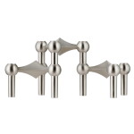 Stoff Nagel Designový svícen STOFF Nagel Brushed Chrome – set 3 ks, stříbrná barva, kov