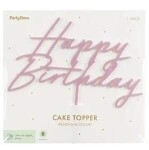 PartyDeco Zápich Happy Birthday růžový