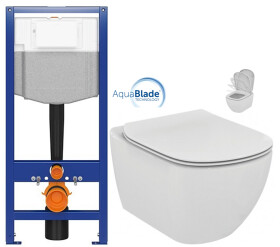 AKCE/SET - CERSANIT předstěnový instalační systém bez tlačítka + WC Ideal Standard Tesi se sedátkem SoftClose, AquaBlade K97-526 X TE1