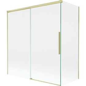 MEXEN/S - Rox vanová zástěna 2-křídlová posuvná 150 + 70 x 150, transparent, zlatá kartáčovaná 8C9-150-070-55-00