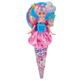 Víla jednorožec Sparkle Girlz v kornoutku - fialové vlasy