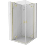 MEXEN/S - Mist H Duo sprchový kout dveře křídlové 110 x 110, transparent, zlato kartáčovaná 8A5-110L-110P-55-00