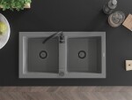 MEXEN/S - Mario granitový dřez 2-bowl 820 x 436 mm, šedá, + černý sifon 6504822000-71-B