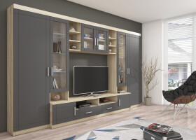 Obývací stěna Paris Barva korpusu: Dub Sonoma, Barva dvířek: Grafit