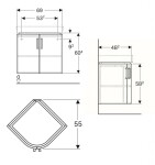 GEBERIT - Selnova Compact Umyvadlová skříňka, 69x55x60 cm, 2 dvířka, lesklá bílá/matná bílá 501.486.00.1