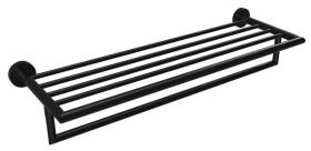 SAPHO - X-ROUND BLACK polička na ručníky s hrazdou 500, černá mat XR421B