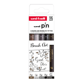 UNI PIN Creative Writting - Brush Art, sada linerů, 5 ks, (EFB/ BR), mix barev