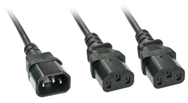 Lindy IEC Y-kabel C14 - 2x C13 černá / Napájecí kabel / 2 m (30039)