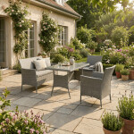 Zahradní sestava 100x60x69cm, polyratan, šedá, AZS-A1442 GREY