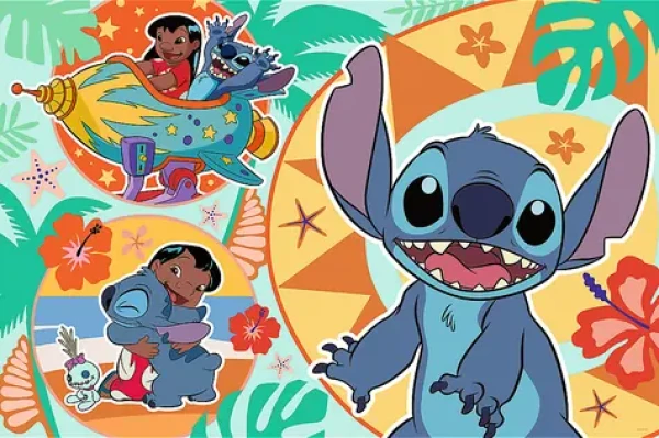 Trefl - Puzzle - LiloStitch: Šťastný den MAXI