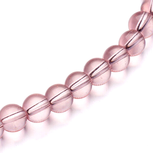 Skleněné korálky - průsvitné - růžové - ∅ 4 mm - 10 ks