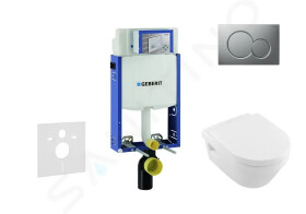 GEBERIT - Kombifix Modul pro závěsné WC s tlačítkem Sigma01, matný chrom + Villeroy Boch - WC a sedátko, DirectFlush, SoftClose, CeramicPlus 110.302.00.5 NB3