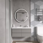 Erga Olivia, kulaté LED zrcadlo 80cm, černý kovový rám, 1840 lm, 6500K, přední osvětlení, ERG-V01-202-8080-BK