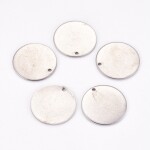 Přívěsek z nerezové oceli pro gravírování - platinový - placička - 20 x 20 x 1 mm - 1 ks
