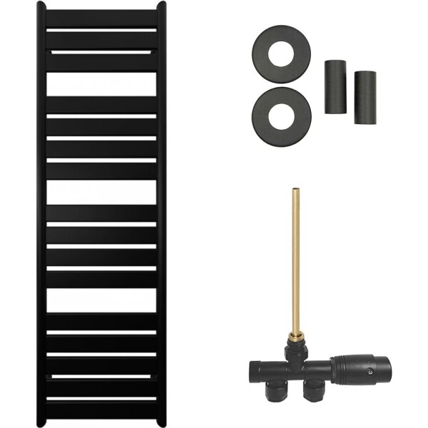CERANO Koupelnový radiátorový set Arturo - ústřední vytápění - boční jednobodové připojení - 859W - černá matná - 1600x500 mm
