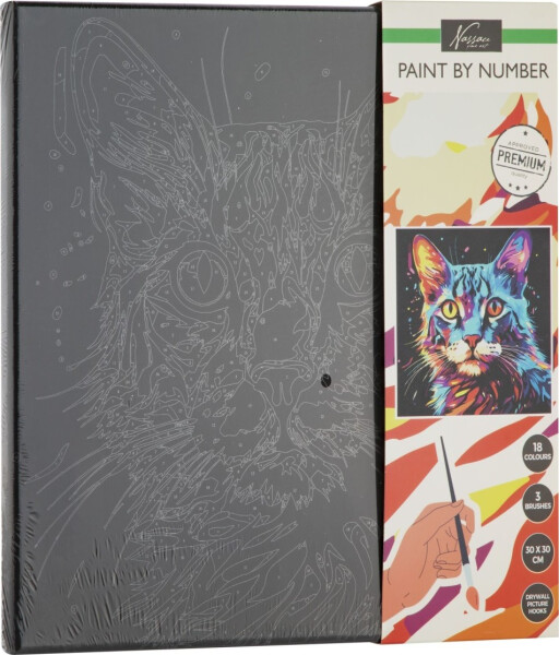 Malování podle čísel na černé plátno kočka - Craft Creative