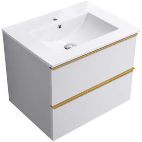 CERANO - Koupelnová skříňka Velora - bílá matná, úchytka zlatá + keramické umyvadlo Todo - 71x55x46,5 CER-664885