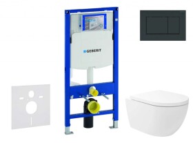 GEBERIT - Duofix Set předstěnové instalace, klozetu Oudee Vortex a sedátka softclose, tlačítko Sigma30, černá lesk/černá mat SANI11CA5147
