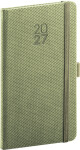 NOTIQUE Diář 2027: Diamante - olivový, kapesní, 9 x 15,5 cm