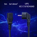 Napájecí kabel Schuko úhlová - IEC C13 5 m / Napájecí kabel / CEE 7/7 (E/F) - IEC C13 / 3x1,0 mm2 / čistá měď (54624)